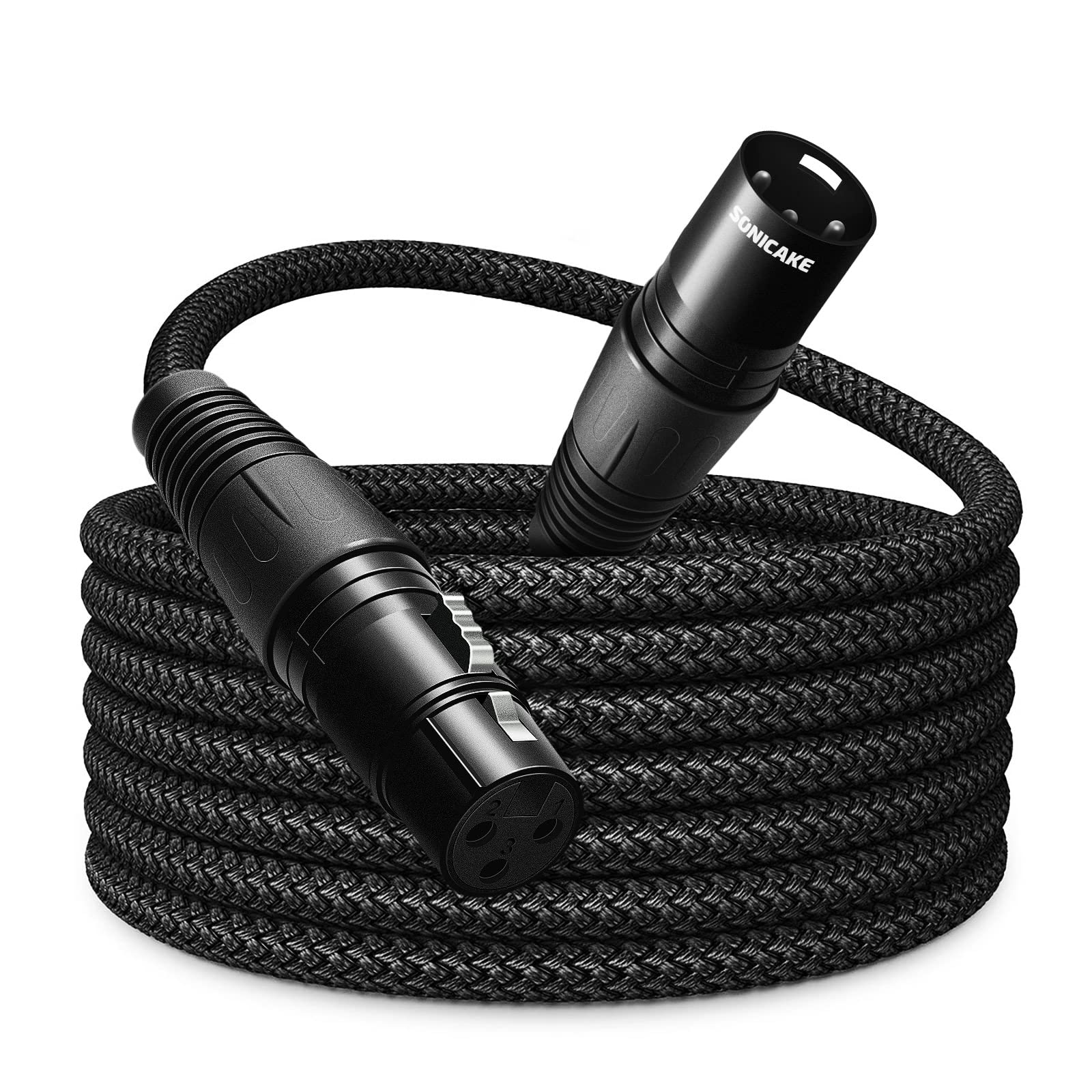 SONICAKE SONICAKE 10ft XLR Microphone Cable - Male to Female 3 Pin, Nylon Braided for Studio & Live Recording