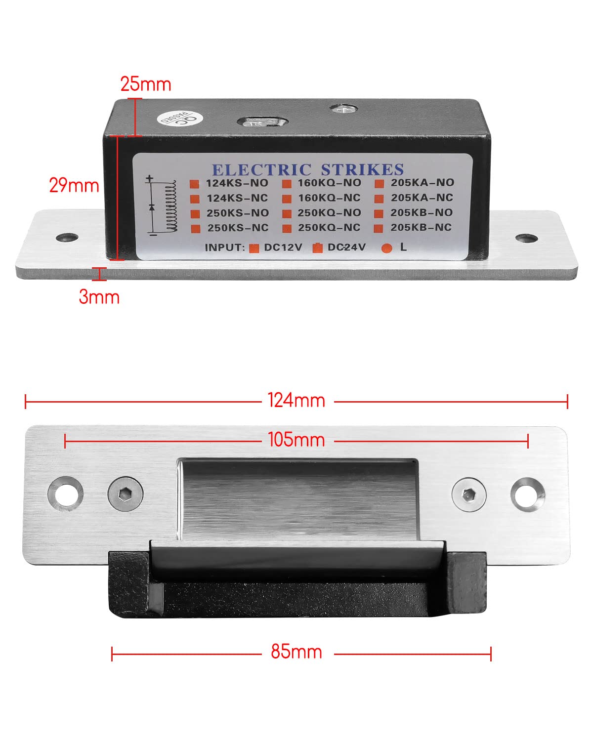 EMIHO EMIHO Heavy Duty Electric Strike Lock ANSI Standard Adjustable Fail-Secure Fail-Safe for DC Electric Door Access Control System 12VDC - View 5 of 6