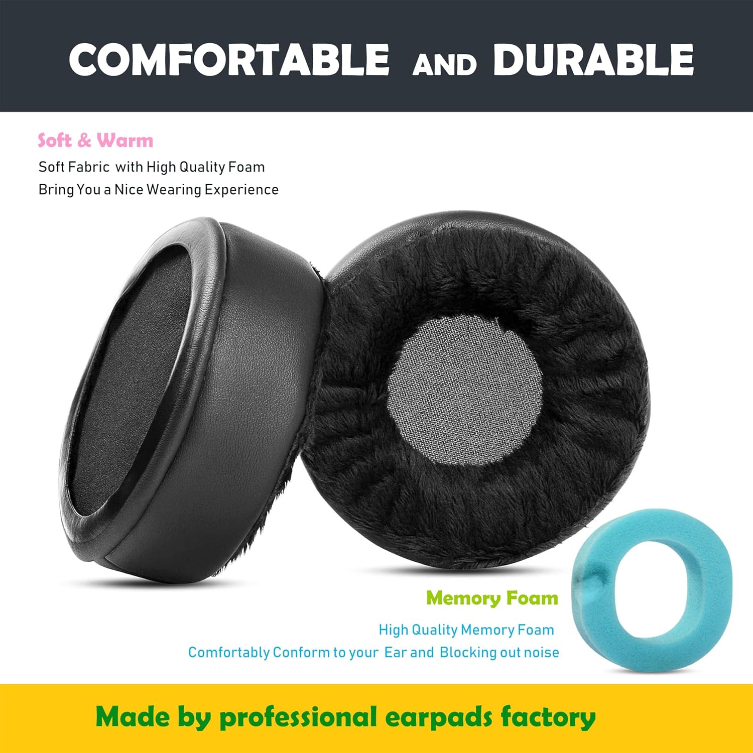 HTINDUSTRY HTINDUSTRY Fabric Earpads Cushions Replacement for AKG HD MKII K550 K551 K553 K240 K241 K270 K271 K272 K290 Headphones Soft Foam - View 3 of 6