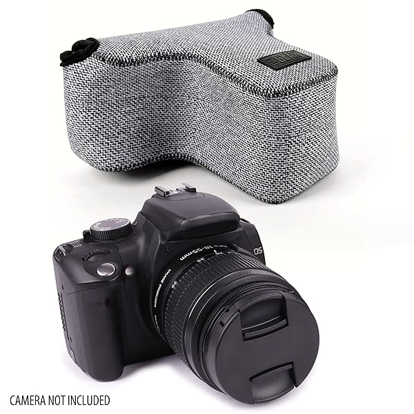 USA Gear USA GEAR DSLR Camera Sleeve - Neoprene Protection & Accessory Storage for Canon & Nikon - Grey Holster with Belt Loop - View 8 of 11