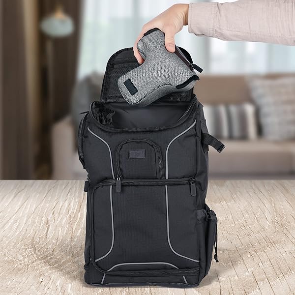 USA Gear USA GEAR DSLR Camera Sleeve - Neoprene Protection & Accessory Storage for Canon & Nikon - Grey Holster with Belt Loop - View 10 of 11