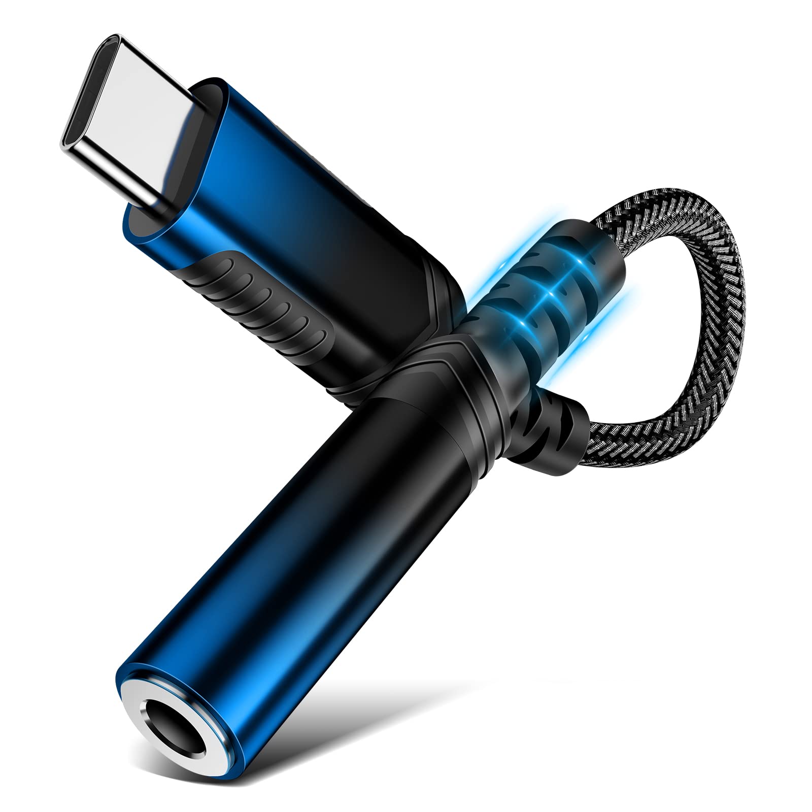 3.5mm Audio Adapter for Samsung Galaxy S25 S24 A17 A16,USB C to 3.5 mm Headphone Adapter for iPad 10 11, 12cm 3.5 Audio Jack Braided Type C Dongle