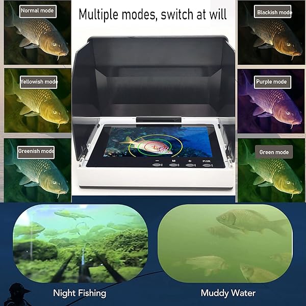 ASVEGE 5 Inch Underwater Fishing Camera Portable LCD Monitor HD Fish Finder IP67 Waterproof 800x480 with Sun Visor 2000cd Brightness 30m Cable Ideal Gift - View 5 of 10