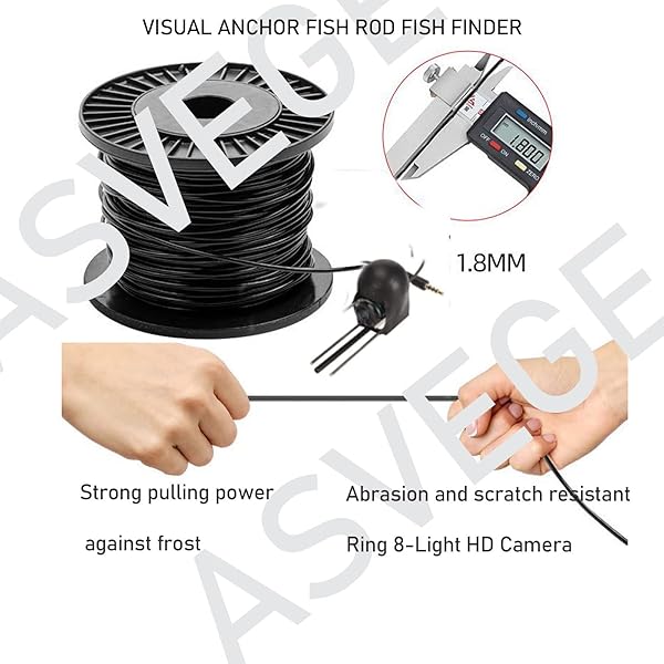 ASVEGE 5 Inch Underwater Fishing Camera Portable LCD Monitor HD Fish Finder IP67 Waterproof 800x480 with Sun Visor 2000cd Brightness 30m Cable Ideal Gift - View 8 of 10