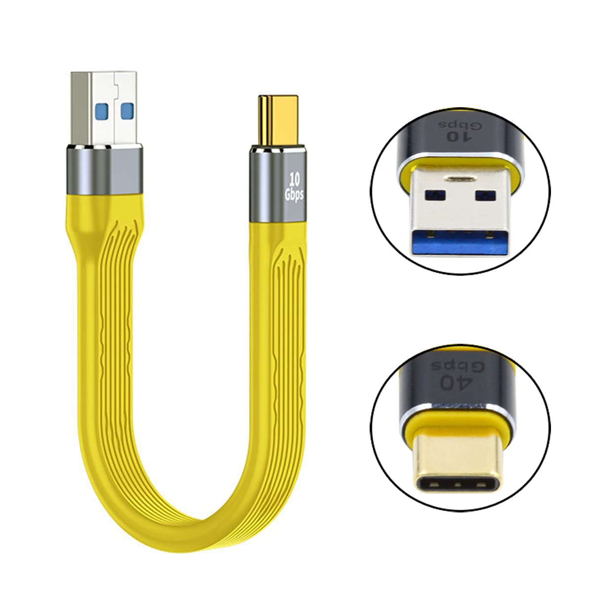 CY CY Yellow 10Gbps USB 3.1 Type C to USB 3.0 Type A Flat Slim Data Cable 13cm for Laptop and Phone - View 4 of 9