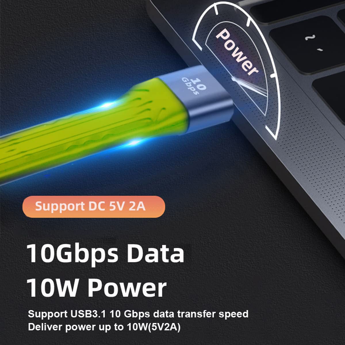 CY CY Yellow 10Gbps USB 3.1 Type C to USB 3.0 Type A Flat Slim Data Cable 13cm for Laptop and Phone - View 9 of 9