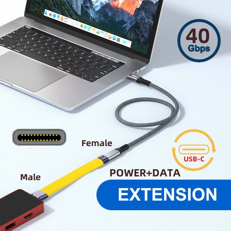 CY CY Cable USB4 Male to Female Extension 13cm Slim Flat 40Gbps 100W Charging 8K@60Hz Performance Cable - View 5 of 9