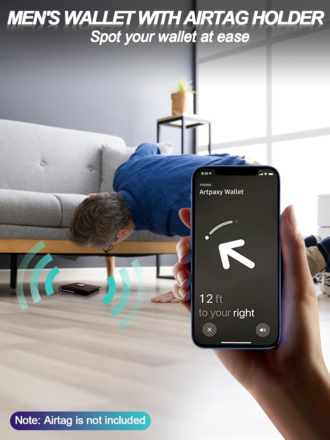 Jowlroel Jowlroel AirTag Wallet for Men RFID Blocking Leather Bifold with ID Windows Card Holders and Gift Box - View 5 of 7