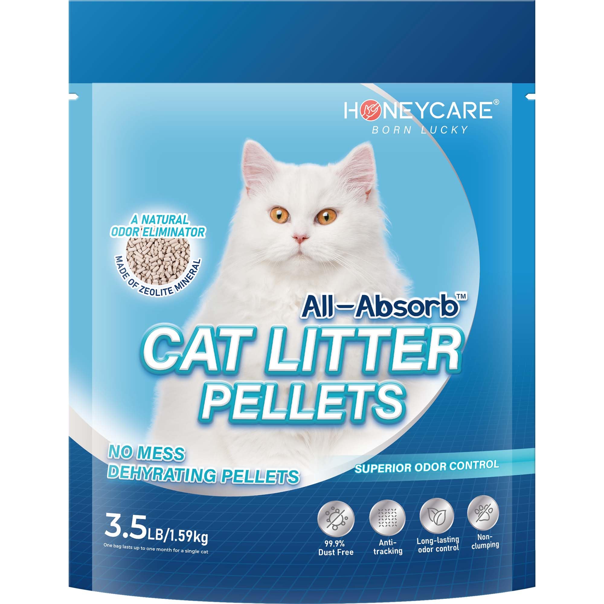 All-Absorb Honey Care All-Absorb Cat Litter Pellets with Zeolite for Long-Lasting Odor Control Non-Clumping 3.5 Lbs Pack