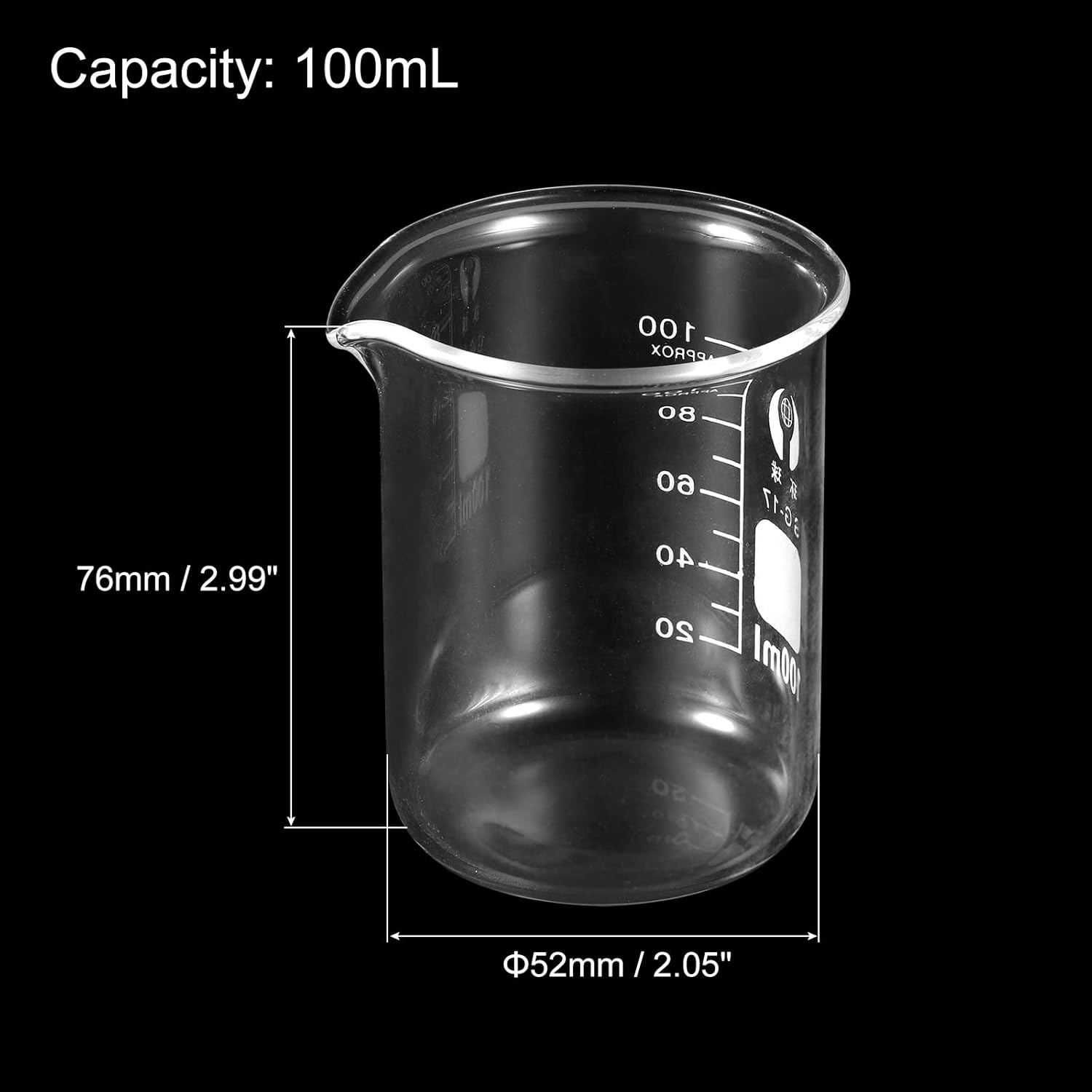 PATIKIL PATIKIL 3Pcs 100ml Low Form Glass Beaker Set Borosilicate Measuring Cups with Spout for Kitchen and Lab Use - View 2 of 9