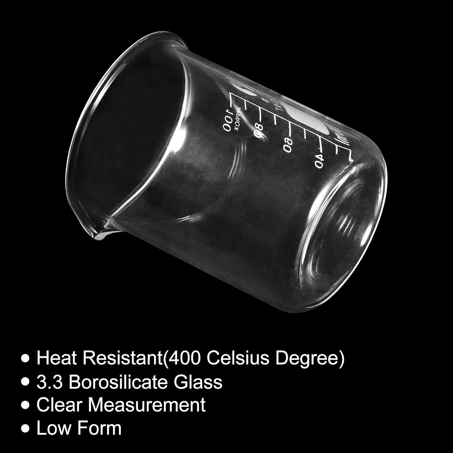 PATIKIL PATIKIL 3Pcs 100ml Low Form Glass Beaker Set Borosilicate Measuring Cups with Spout for Kitchen and Lab Use - View 4 of 9