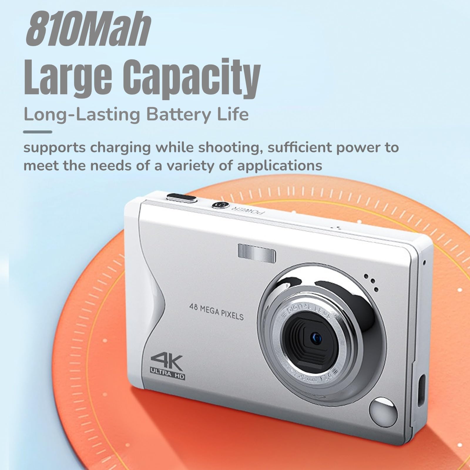 Yoidesu 48MP Digital Camera with 3.0in LCD 4K Video 16X Zoom Anti Shake Compact Point and Shoot for Teens and Beginners Black - View 8 of 9