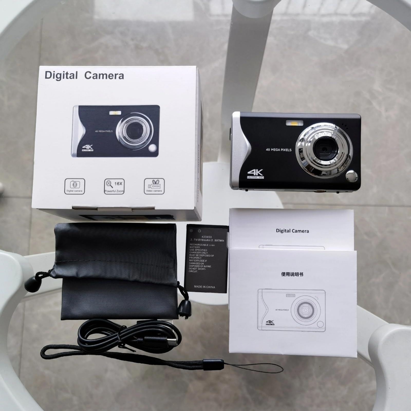 Yoidesu 48MP Digital Camera with 3.0in LCD 4K Video 16X Zoom Anti Shake Compact Point and Shoot for Teens and Beginners Black - View 9 of 9