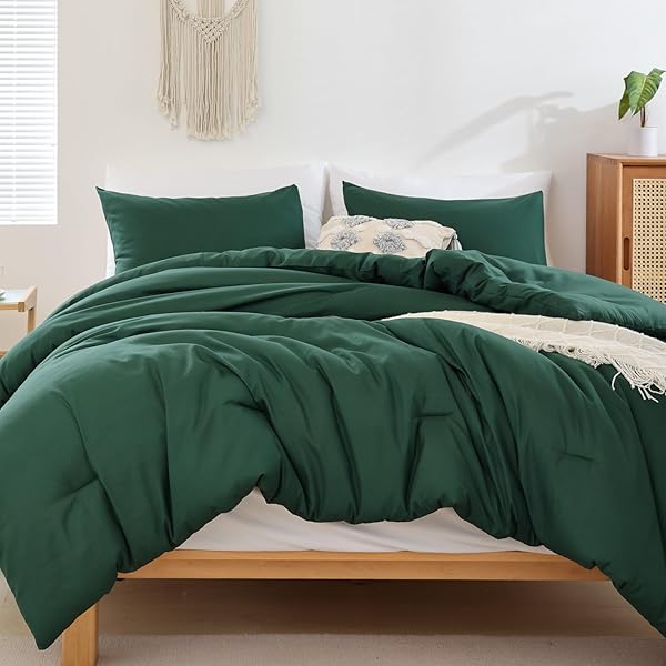 ROSGONIA ROSGONIA California King Comforter Set Emerald Green 3pcs Boho Dark Forest Green Cal King Comforter and 2 Pillowcases Oversized Blanket Quilt