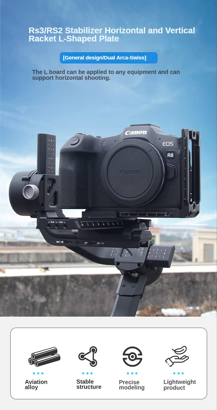 M-REMOTE Horizontal Vertical Dual Arca-Swiss Type Quick Release L Bracket for RSC2 RS3 PRO Camera Stabilizers Tripod Accessories Black - View 2 of 8