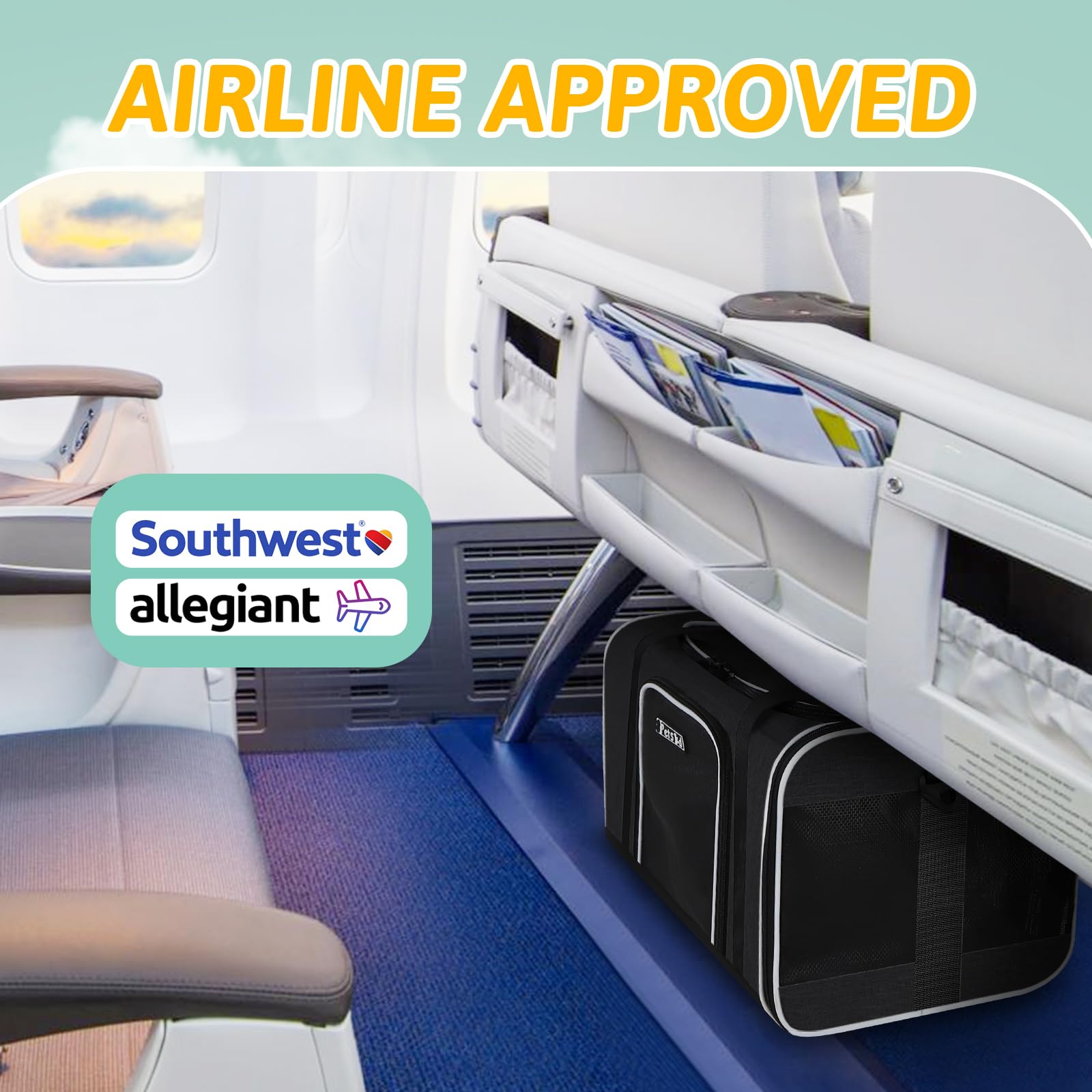 Petskd Petskd Pet Carrier Southwest Airline Approved Soft Dog Carrier for Small Cats and Dogs Travel Bag for Pets 1-15 LBS Black - View 2 of 9