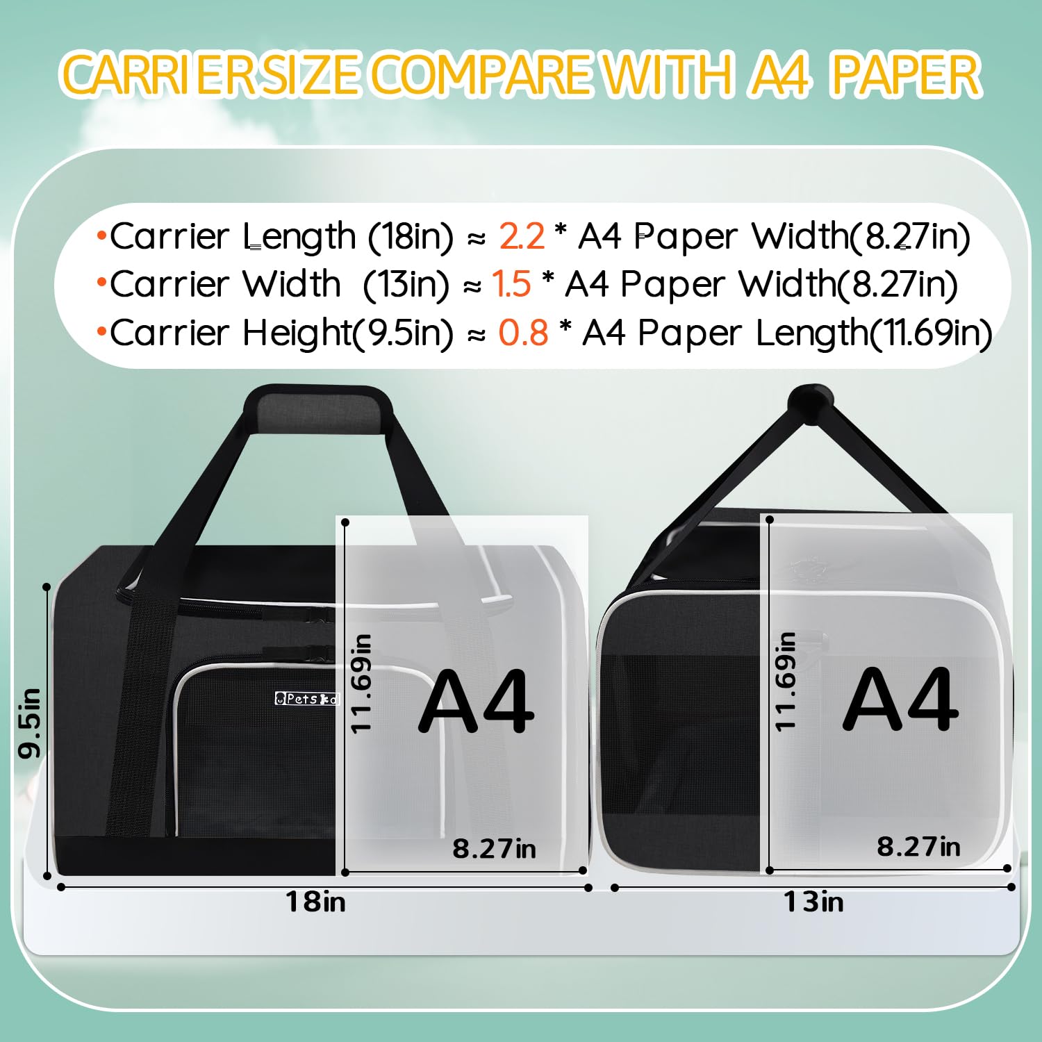 Petskd Petskd Pet Carrier Southwest Airline Approved Soft Dog Carrier for Small Cats and Dogs Travel Bag for Pets 1-15 LBS Black - View 3 of 9