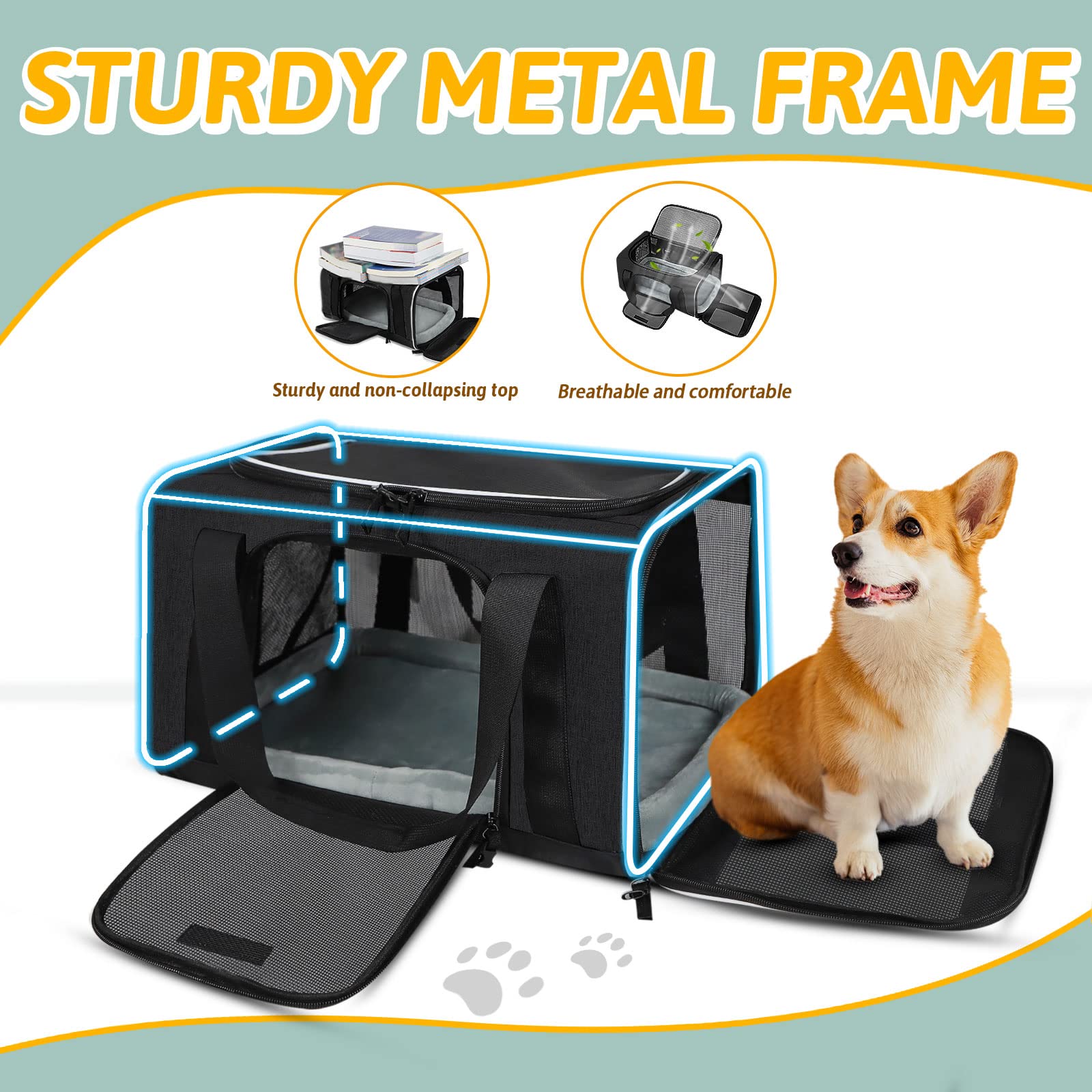 Petskd Petskd Pet Carrier Southwest Airline Approved Soft Dog Carrier for Small Cats and Dogs Travel Bag for Pets 1-15 LBS Black - View 6 of 9