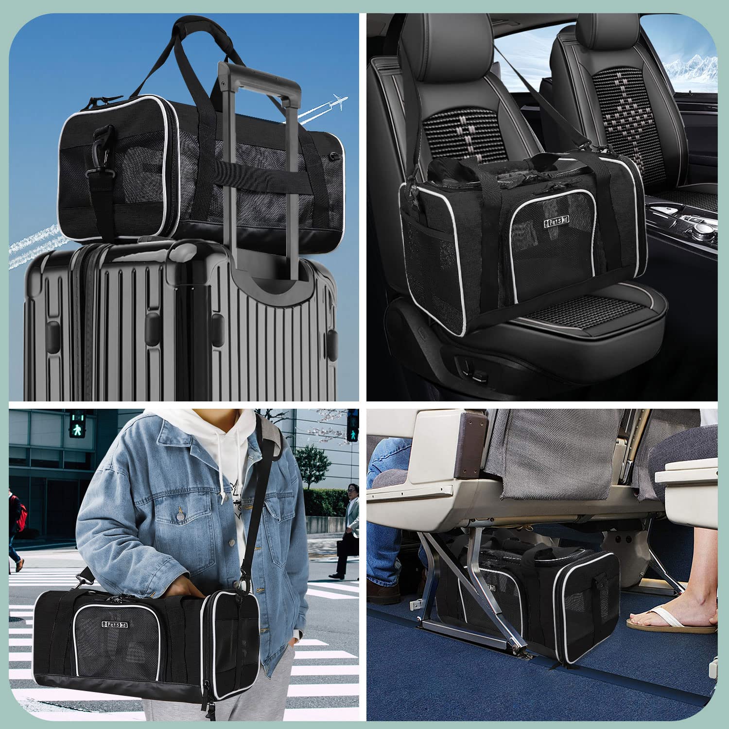 Petskd Petskd Pet Carrier Southwest Airline Approved Soft Dog Carrier for Small Cats and Dogs Travel Bag for Pets 1-15 LBS Black - View 9 of 9