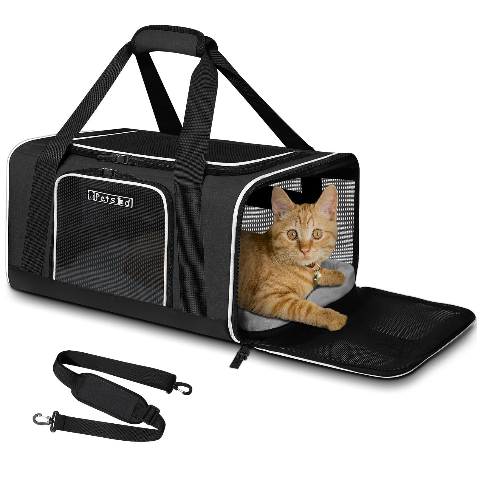 Petskd Petskd Pet Carrier Southwest Airline Approved Soft Dog Carrier for Small Cats and Dogs Travel Bag for Pets 1-15 LBS Black