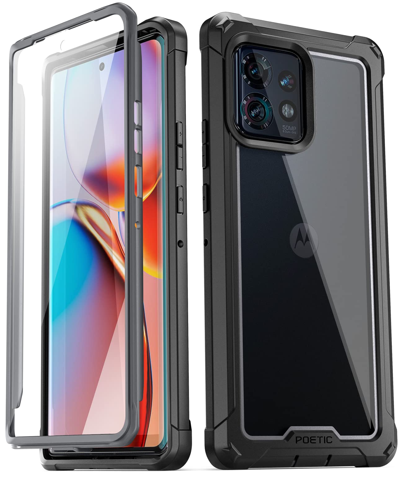 Poetic Guardian Case for Moto Edge Plus 5G 2023 - Full Body Shockproof Bumper & Screen Protector in Black