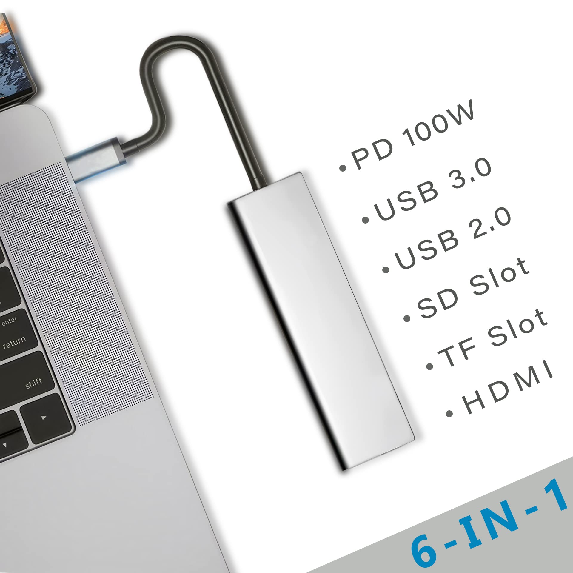 Mindorlen USB C Docking Station HDMI Adapter Multiport Hub for Laptop Chromebook MacBook Pro with Micro SD Card Reader - View 2 of 6