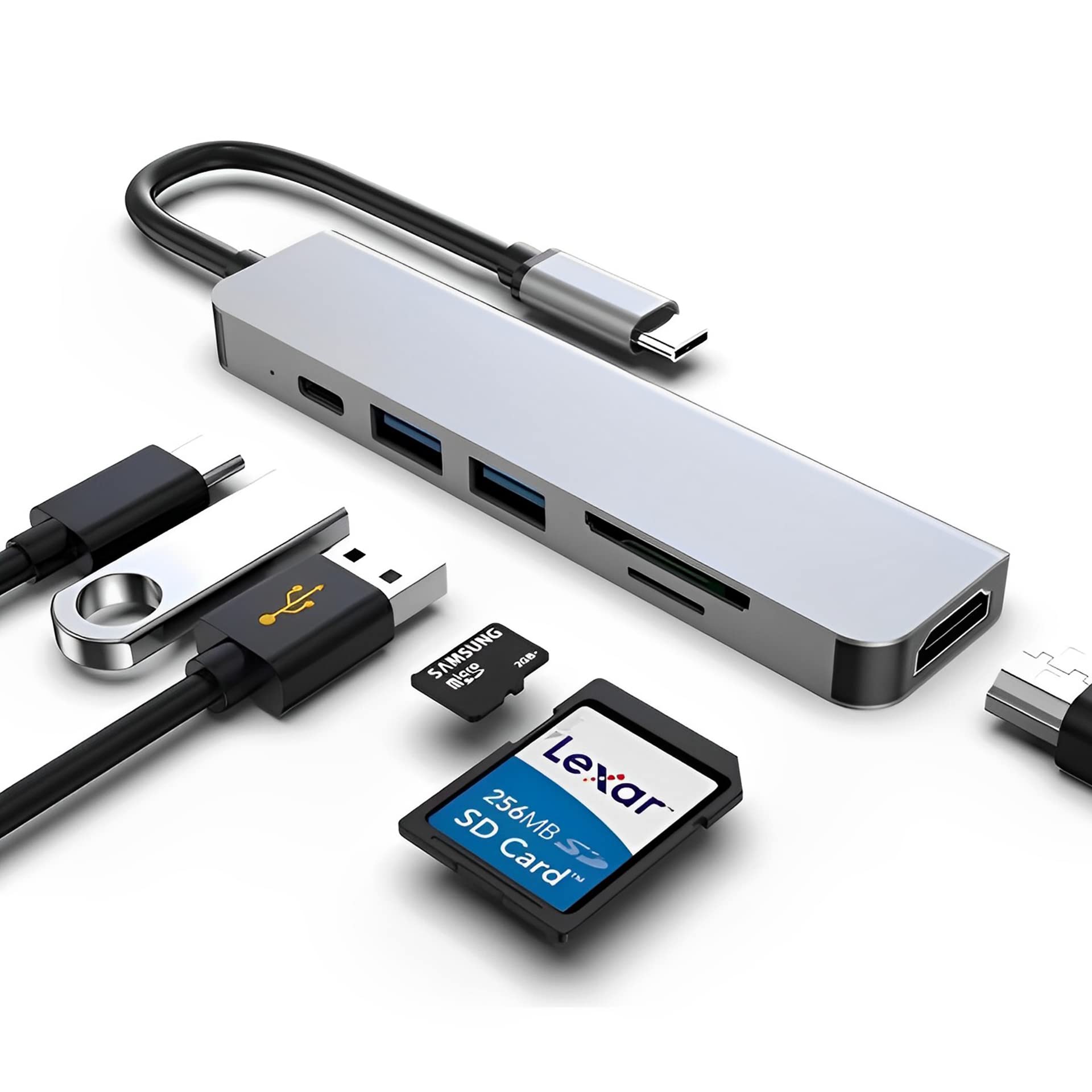 Mindorlen USB C Docking Station HDMI Adapter Multiport Hub for Laptop Chromebook MacBook Pro with Micro SD Card Reader