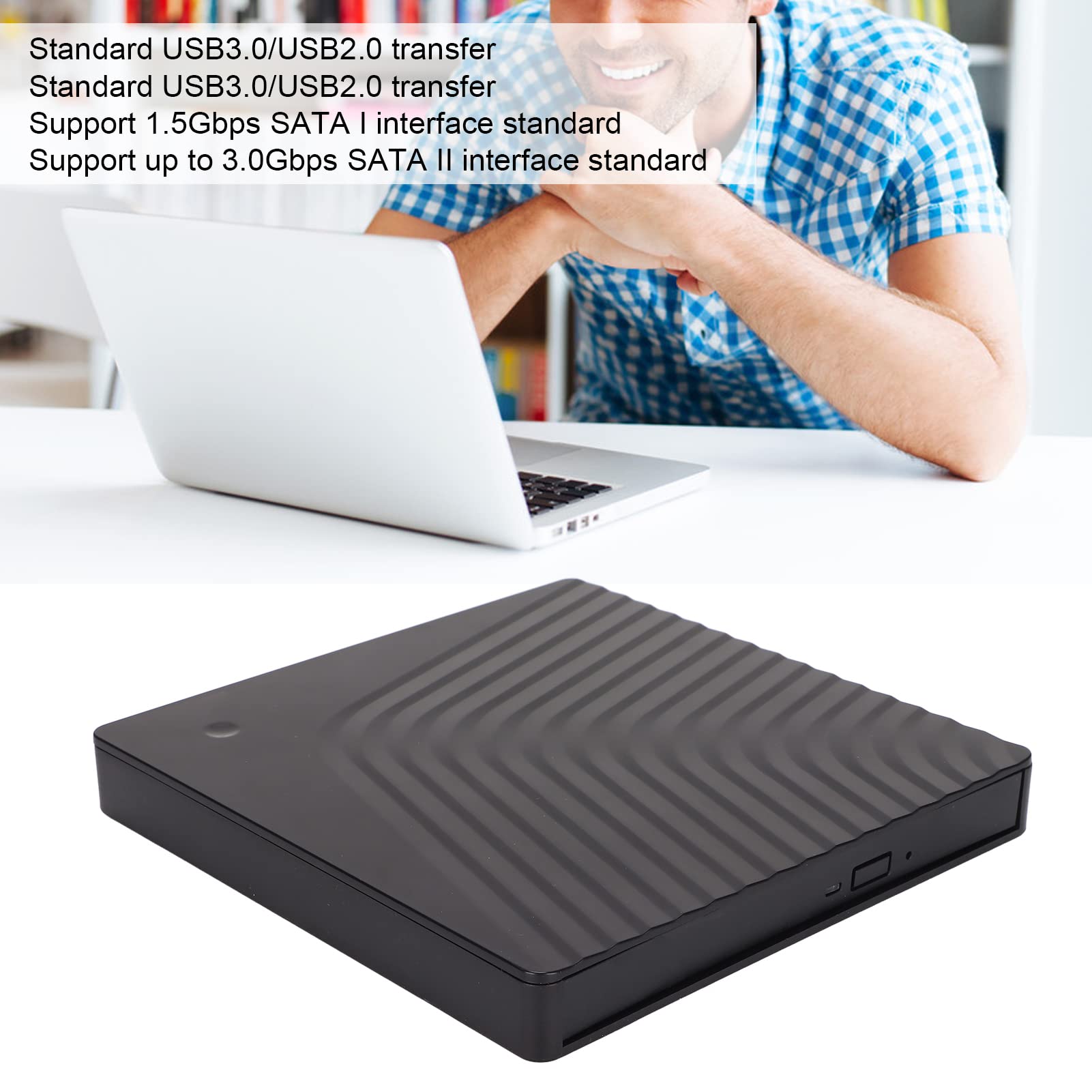 Estink Portable External DVD Drive Box USB 3.0 5 Gbps Laptop Optical Drive Enclosure for 12.7mm DVD RW Drive - View 2 of 9