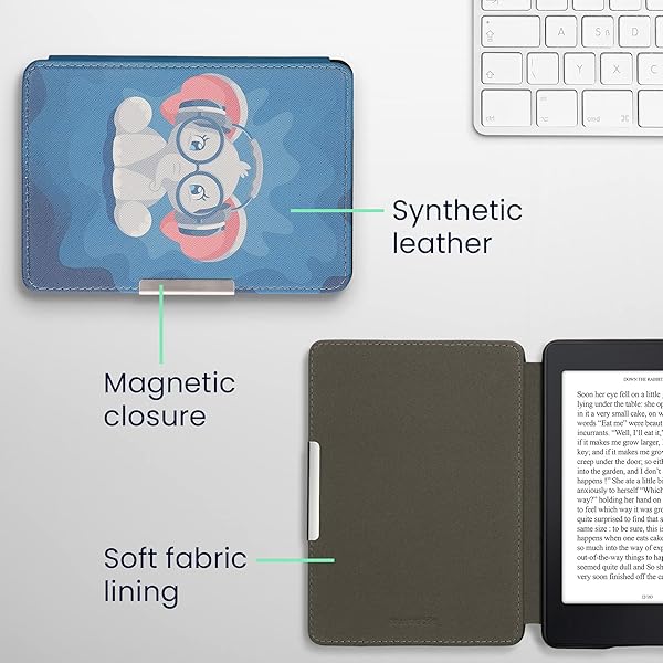 kwmobile KWMobile Cute Elephant Case for Amazon Kindle Paperwhite - Light Blue/Dark Blue/Grey eReader Cover - View 7 of 10