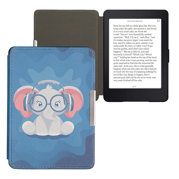 kwmobile KWMobile Cute Elephant Case for Amazon Kindle Paperwhite - Light Blue/Dark Blue/Grey eReader Cover - View 10 of 10