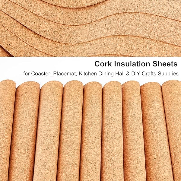 OLYCRAFT OLYCRAFT 10 Sheets Cork 12x6.1 Inch Thin Roll 1mm Thick Brown Board Rectangle Tiles for Coaster Placemat Kitchen Dining DIY Crafts Supplies - View 6 of 8