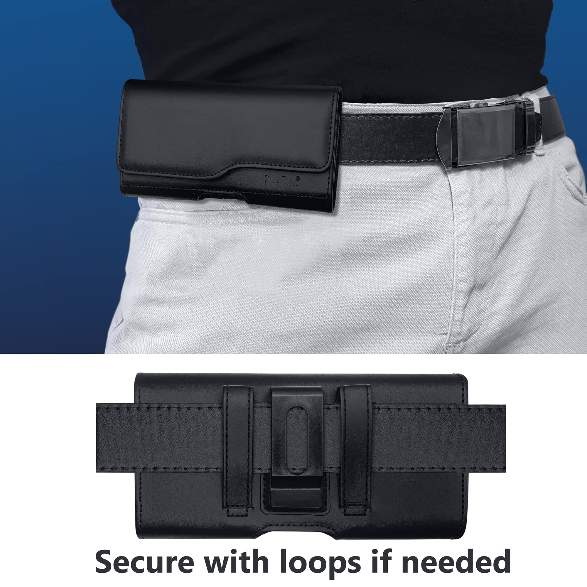 DeBin Holster for iPhone 16 16e 15 15Pro 14 13 12 11 Xs 10 X Cell Phone Belt Holder for Men, Built-in ID Card Carrying Pouch, (Fits Phone with Case - View 5 of 6