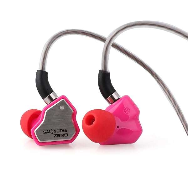 Linsoul 7Hz Salnotes Zero IEM: HiFi 10mm Dynamic Driver Earphones with Metal Faceplate & Detachable Cable - Rose Color