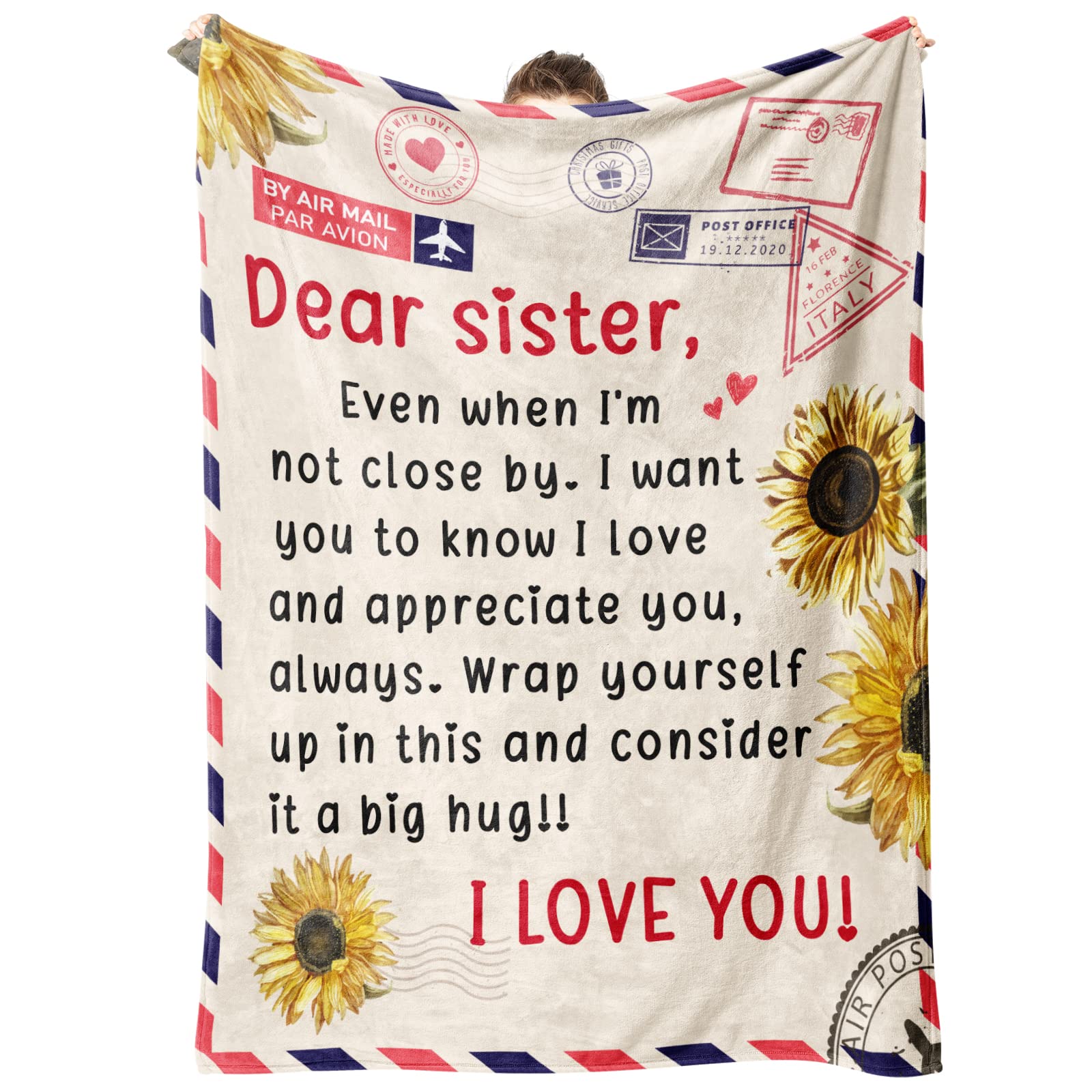 Niyewsor Niyewsor Sister Birthday Gifts Cozy Blanket Perfect for Mothers Day Christmas Thoughtful Present for Sisters 60x50 Airmail Throw Blanket