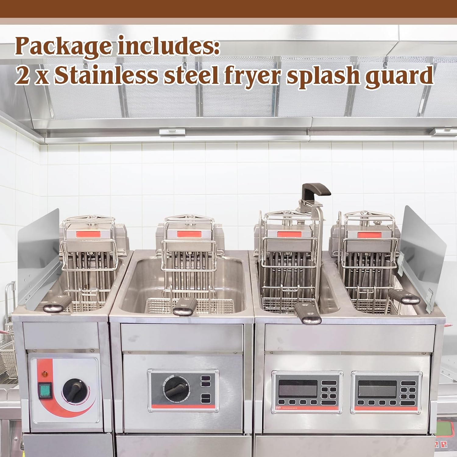 Ferraycle 2 Packs Stainless Steel Fryer Splash Guard Commercial Side Stove Oil Splatter Guard 20-1/2" W x 9" H for Kitchen Safety - View 4 of 7