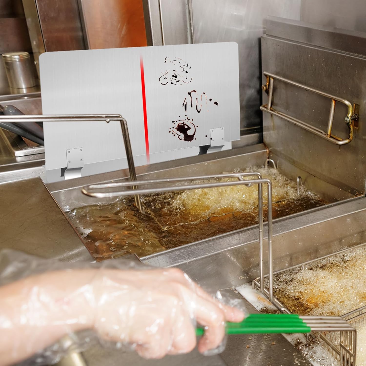 Ferraycle 2 Packs Stainless Steel Fryer Splash Guard Commercial Side Stove Oil Splatter Guard 20-1/2" W x 9" H for Kitchen Safety - View 6 of 7