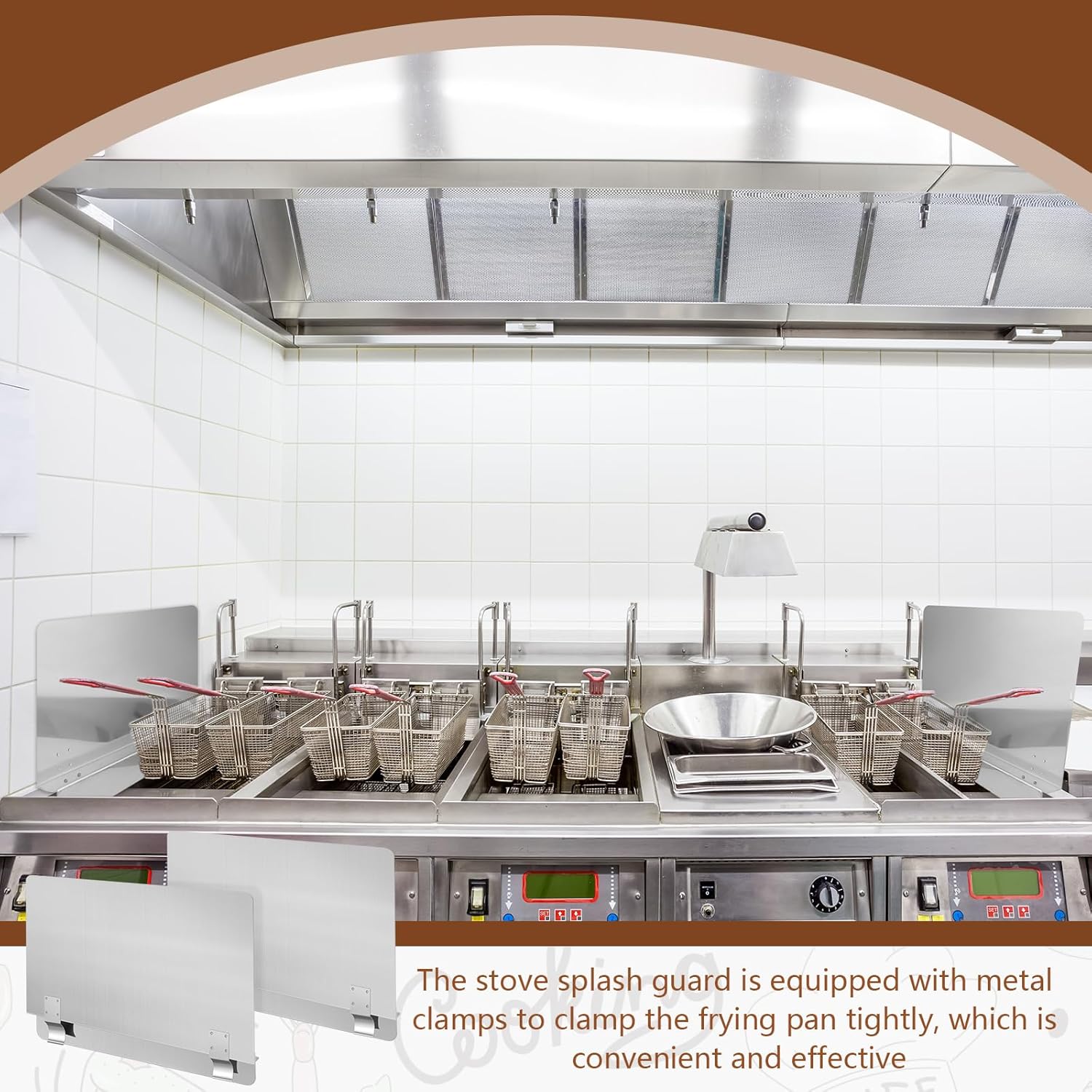 Ferraycle 2 Packs Stainless Steel Fryer Splash Guard Commercial Side Stove Oil Splatter Guard 20-1/2" W x 9" H for Kitchen Safety - View 7 of 7