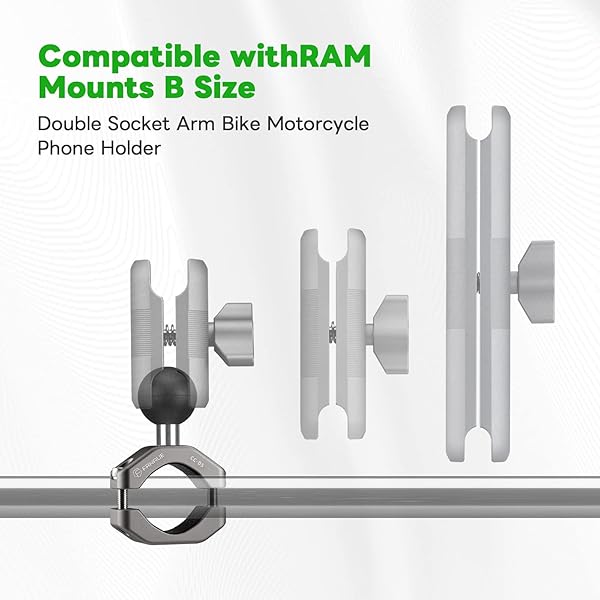 FANAUE "FANAUE CC-05 Aluminum Handlebar Clamp Mount for RAM B Size 1" Ball - Bike & Motorcycle Phone Holder for 0.85" to 1.14" Rails" - View 6 of 11