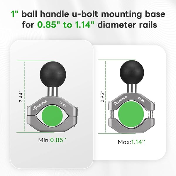 FANAUE "FANAUE CC-05 Aluminum Handlebar Clamp Mount for RAM B Size 1" Ball - Bike & Motorcycle Phone Holder for 0.85" to 1.14" Rails" - View 8 of 11
