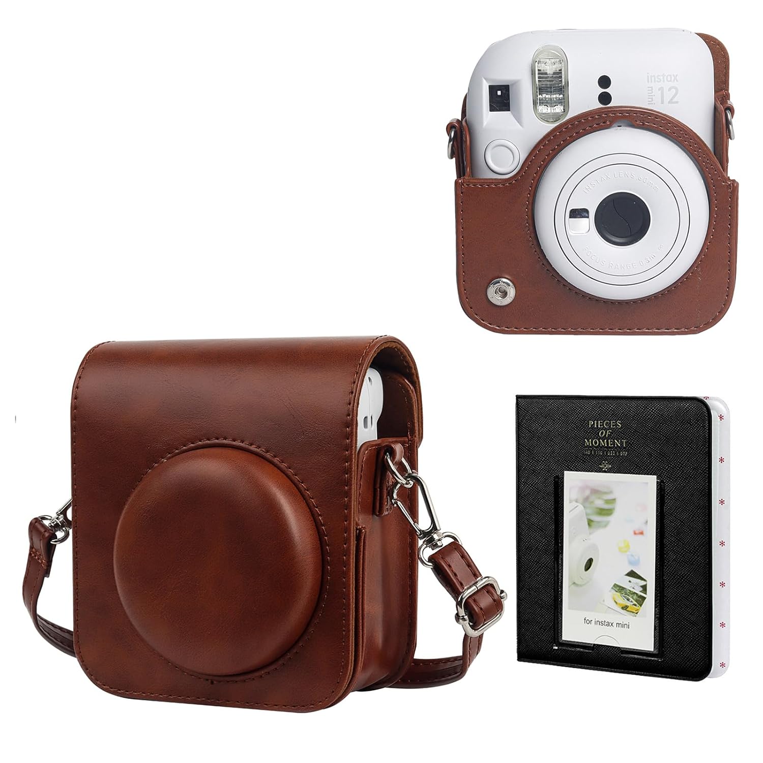 WOGOZAN WOGOZAN Protective Case for Fujifilm Instax Mini 12 Instant Camera Brown with Light-sensitive Holes and Lower Right Lens Fit