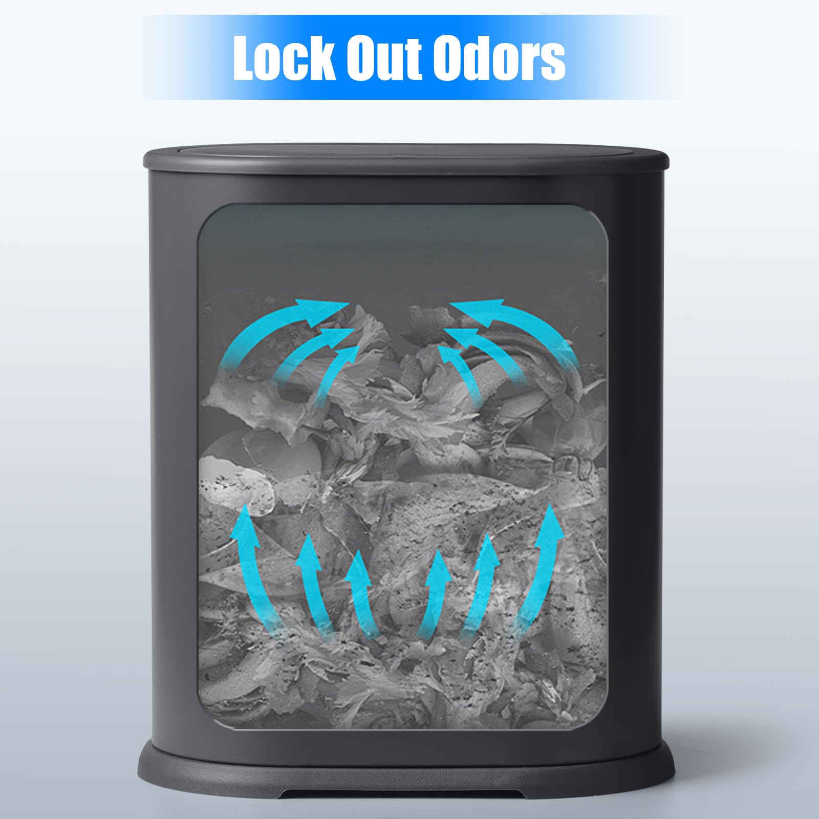 Anzoymx Anzoymx Stainless Steel Bathroom Trash Can 1.8 Gallons Slim Design Dog Proof Wastebasket for Bedroom Living Room Office RV Grey - View 4 of 6