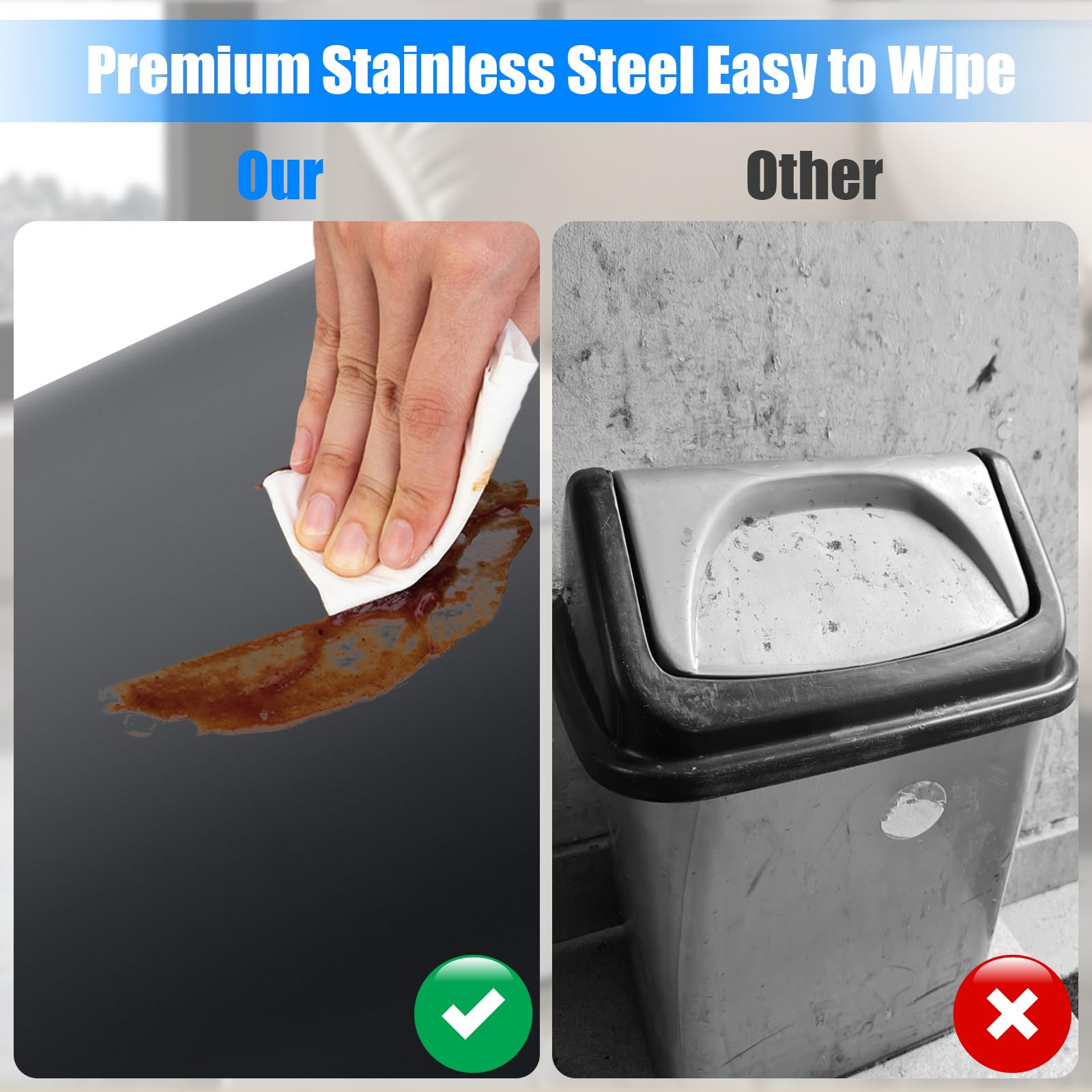 Anzoymx Anzoymx Stainless Steel Bathroom Trash Can 1.8 Gallons Slim Design Dog Proof Wastebasket for Bedroom Living Room Office RV Grey - View 6 of 6