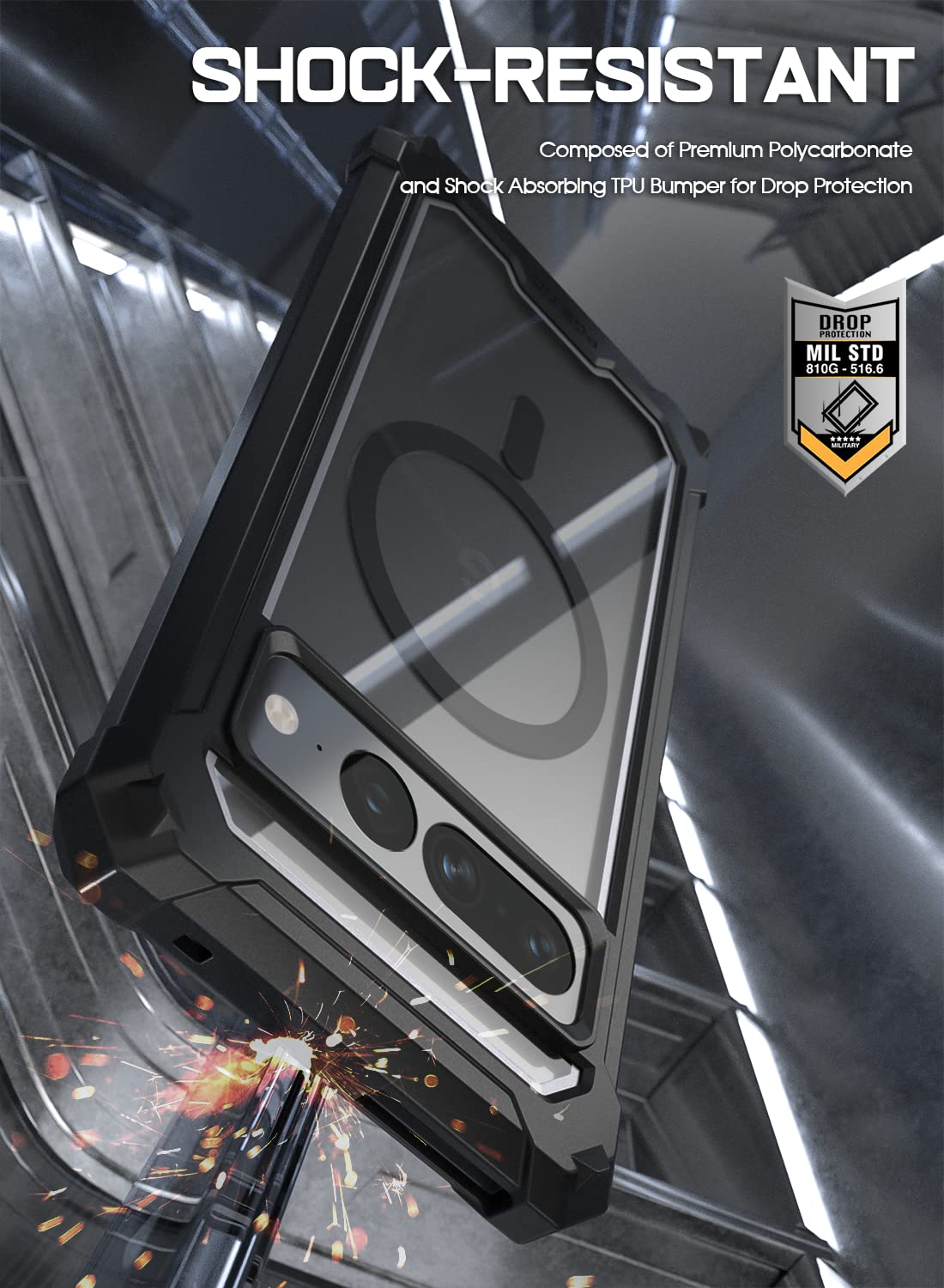 Poetic Poetic Guardian MagPro Case for Pixel 7 Pro with Built-in Screen Protector and Shockproof Design in Black and Clear - View 6 of 6