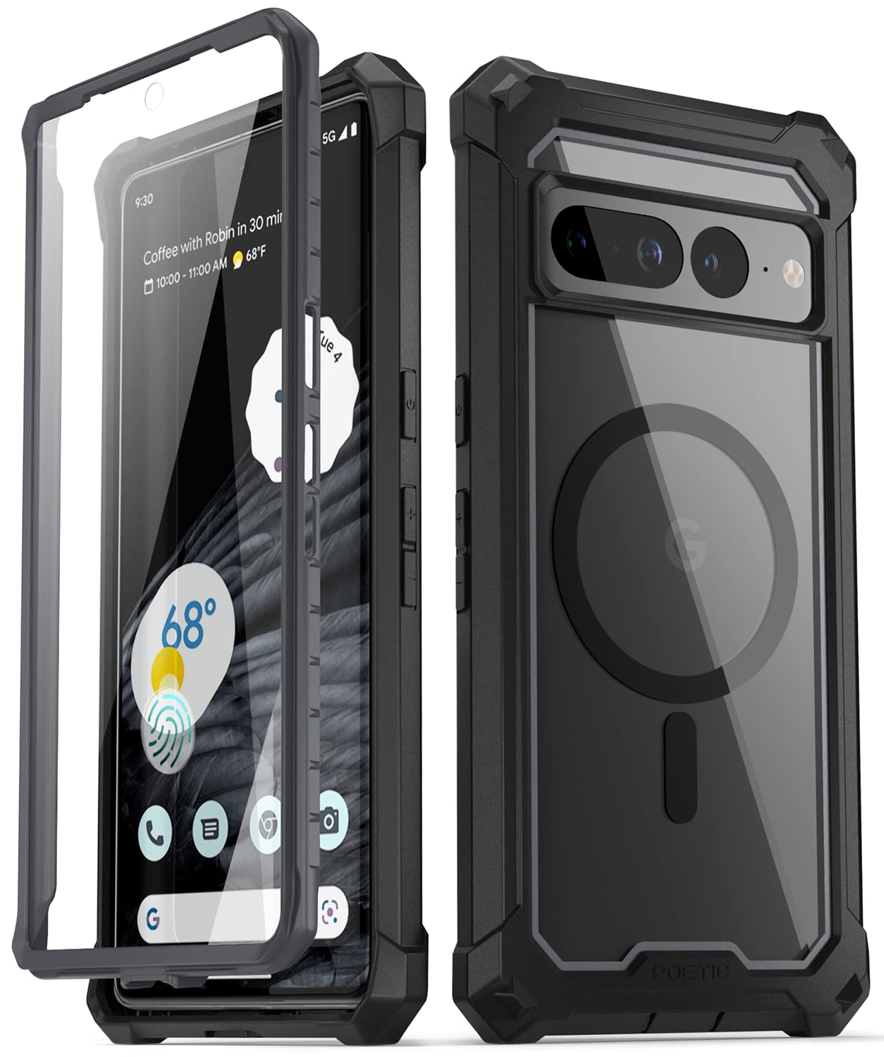 Poetic Poetic Guardian MagPro Case for Pixel 7 Pro with Built-in Screen Protector and Shockproof Design in Black and Clear