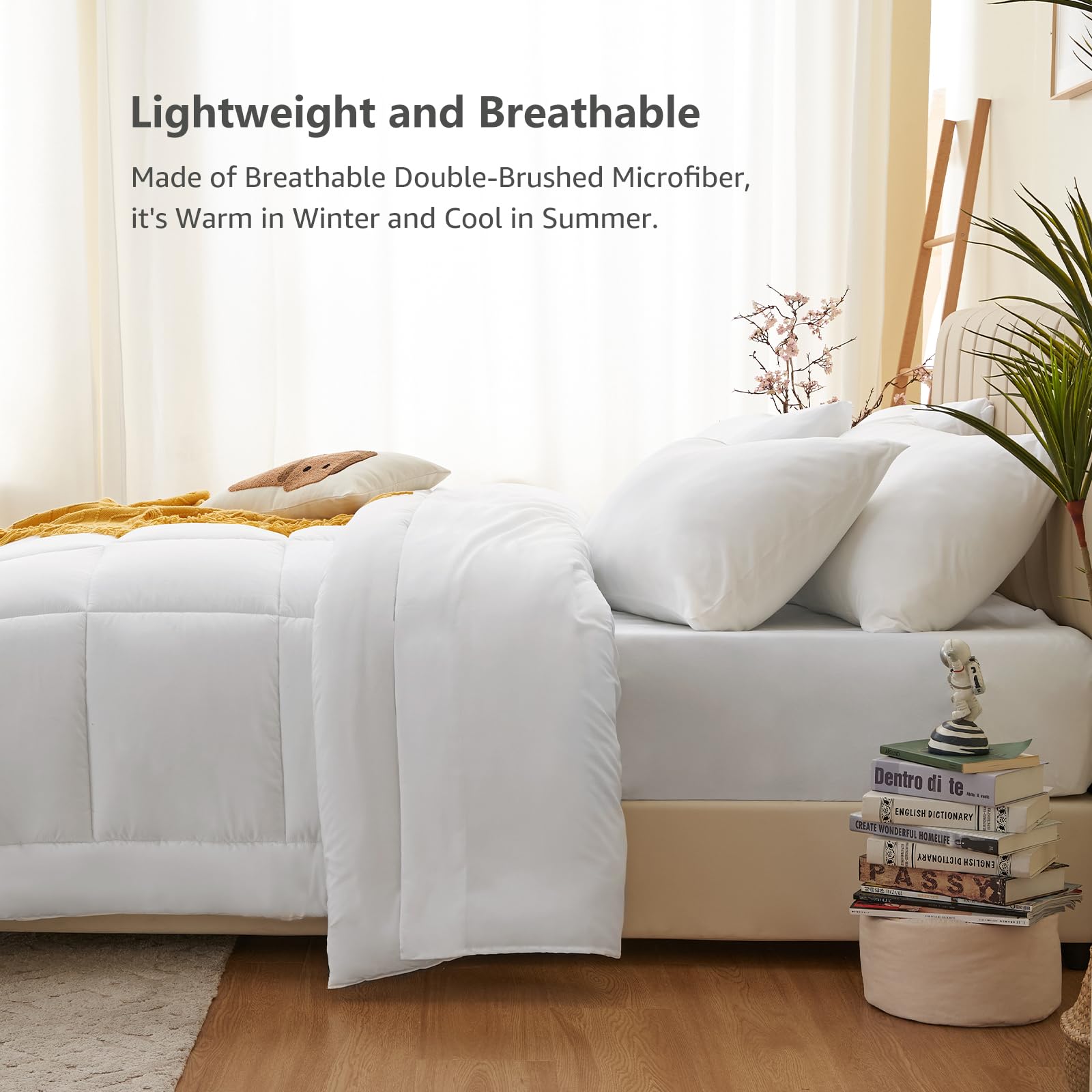 CozyLux CozyLux White Queen Comforter Set 7 Pieces All Season Bedding Bed in a Bag with Quilted Comforter Flat and Fitted Sheets Pillowcases - View 3 of 9