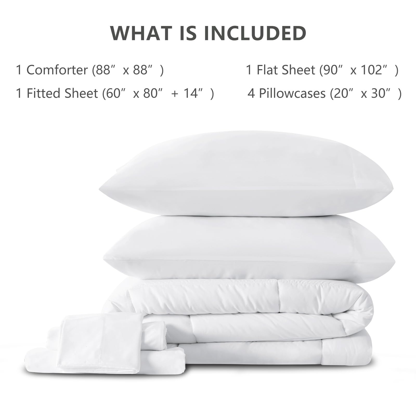 CozyLux CozyLux White Queen Comforter Set 7 Pieces All Season Bedding Bed in a Bag with Quilted Comforter Flat and Fitted Sheets Pillowcases - View 6 of 9