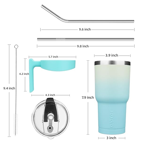 BJPKPK BJPKPK 30 oz Mint Tumbler with Handle and Straw Lid Stainless Steel Insulated Travel Coffee Cup - View 5 of 8