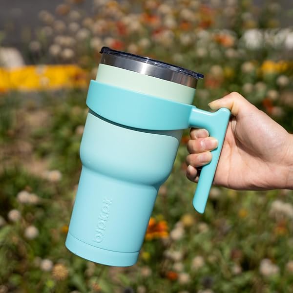 BJPKPK BJPKPK 30 oz Mint Tumbler with Handle and Straw Lid Stainless Steel Insulated Travel Coffee Cup - View 7 of 8