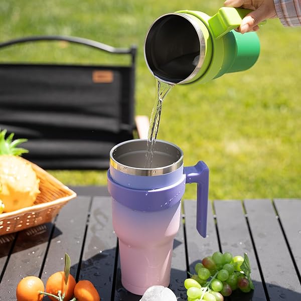 BJPKPK BJPKPK 30 oz Mint Tumbler with Handle and Straw Lid Stainless Steel Insulated Travel Coffee Cup - View 8 of 8