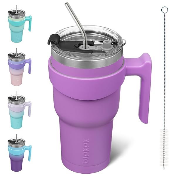 BJPKPK BJPKPK 30 oz Lavender Tumbler With Handle Stainless Steel Insulated Travel Coffee Cup With Lid And Straw For Men And Women